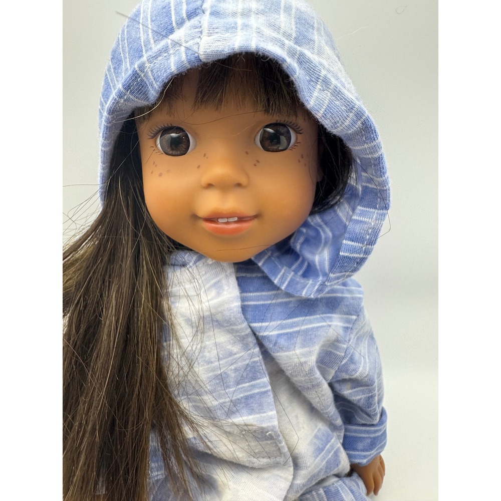 Beautiful American Girl Doll Brown Hair‎ Freckles Blue Plaid Pajamas Outfit